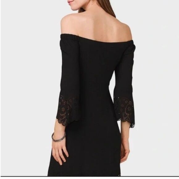 Roz & Ali Off-the-Shoulder Flowy Boho Black Shift  Dress XS - Picture 3 of 7